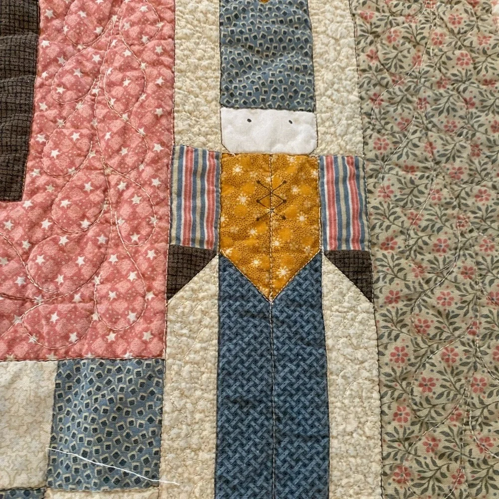 Vintage “Nighttime Prayer” Baby Crib Blanket Quilt Handmade Cottagecore Nursery